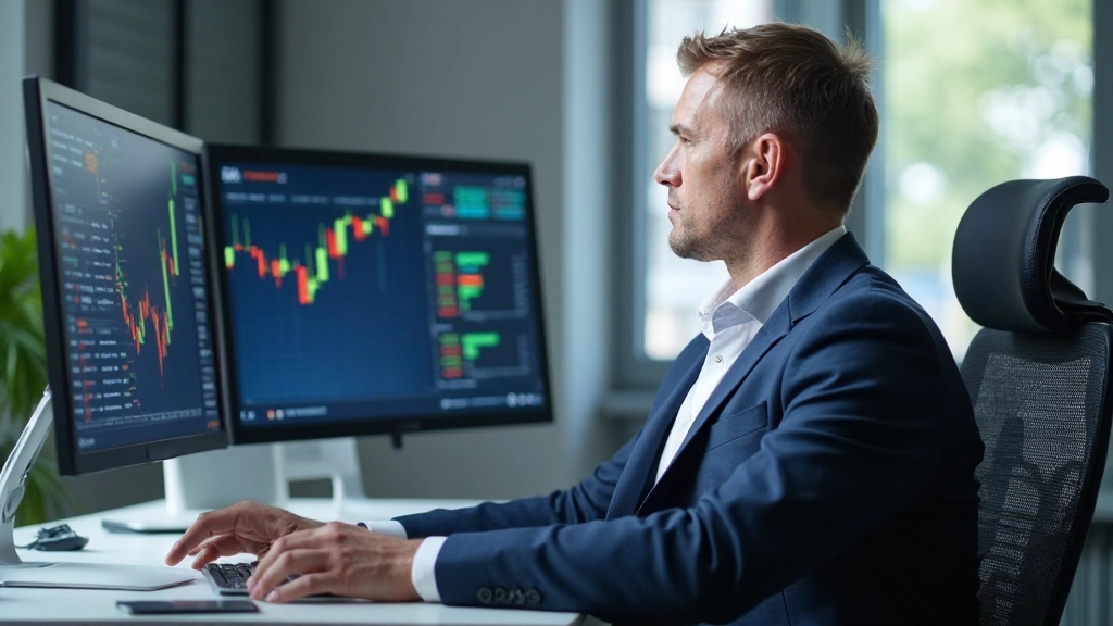 Professionele beleggingsconsultant met financiële grafieken en laptop