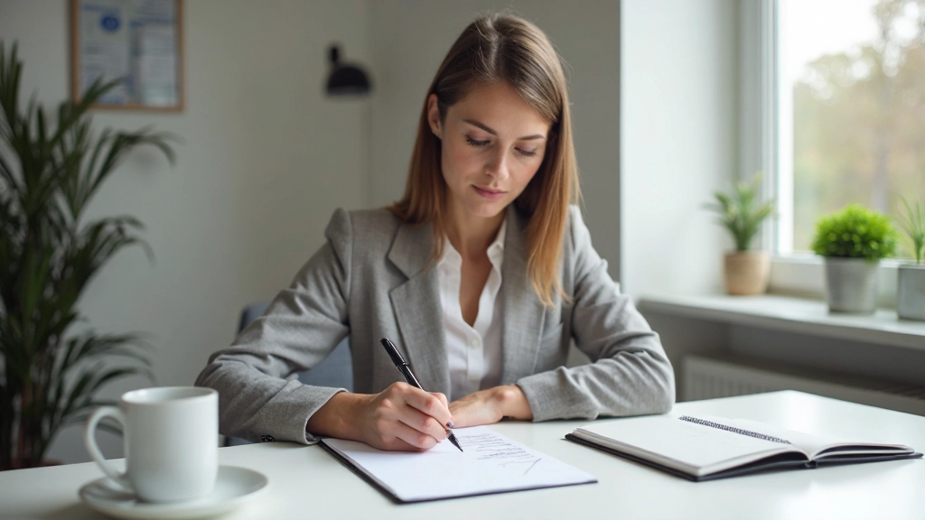 Persoon die financiële doelen opschrijft in notitieboek met grafiek